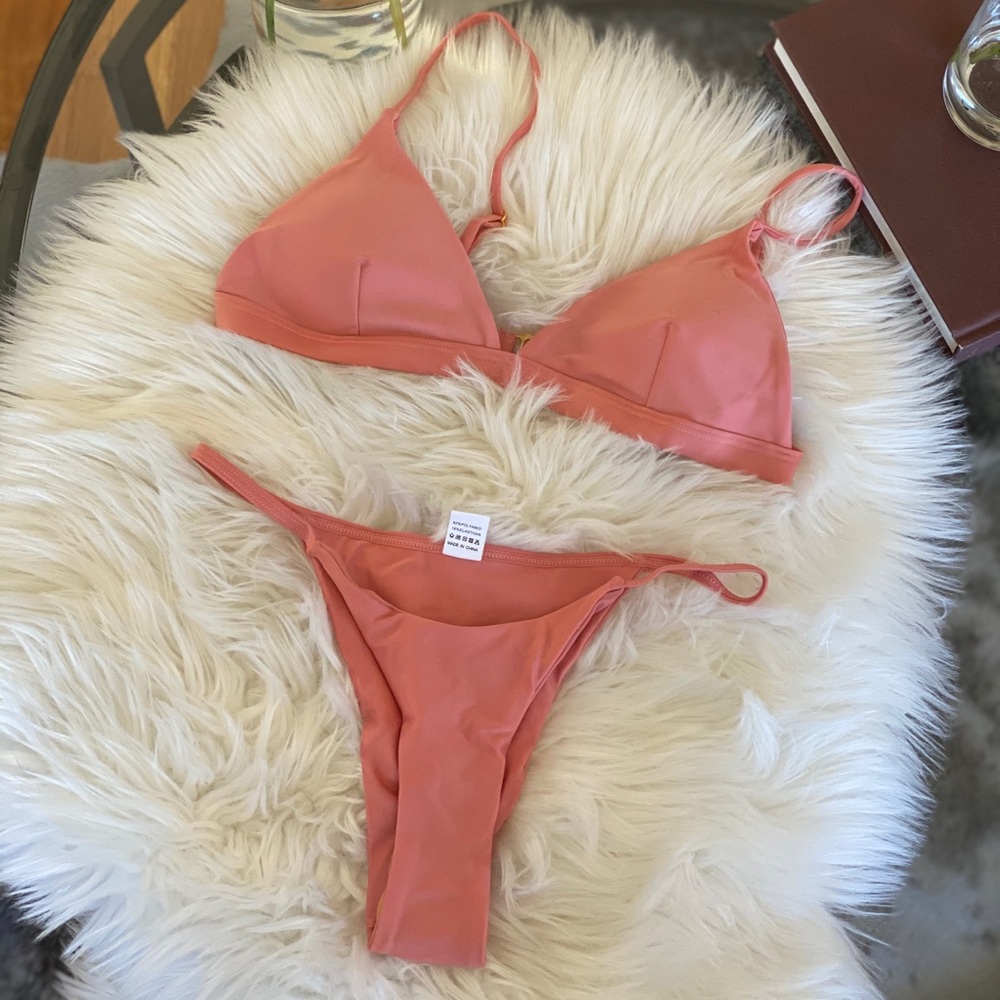 Sexy summer pink triangle bikini